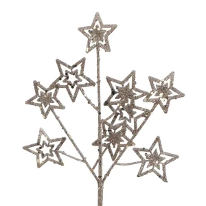 Christmas Decoration Floral Champagne Glitter Pick And Spray For Tree Supplier