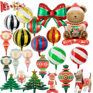 Christmas Decoration Foil Balloons New Year’s Party Window Decoration Butterfly Bow Christmas Tree Balloons
