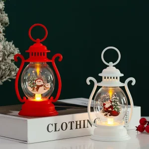 Christmas Decoration Glowing Children Handheld Creative Small LED Light Lamp Ornament Santa Claus Design Plastic White Red