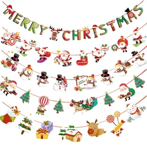 Christmas Decoration Pull Flag Cartoon Paper Pull Flower Festival Venue Layout Banner Hanging