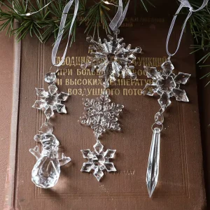 Christmas Decorations Acrylic Transparent Tree Ornaments Ice Crystal Pendants Snowflake Slices Icicle Hangings