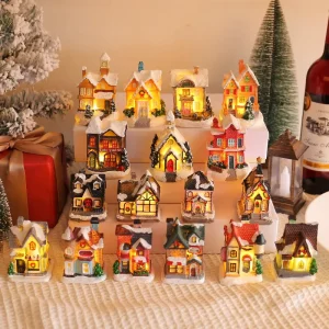Christmas Decorations Cross border Festival Cottage Colorful Luminous House Desktop Ornaments