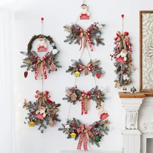 Christmas Decorations Including Bows Wreaths Vines Christmas Trees Door Wall Hangers Eco-Friendly PE Material