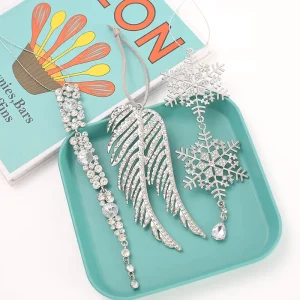Christmas Decorations Inlaid Brick Snowflake Pendants Feather Ornaments Christmas Tree Hanging Decorations Shop Window