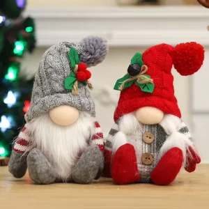 Christmas Decorations Knitted Pointed Hats Sitting Christmas Figurines Children’s Gifts Party Statue Ornaments