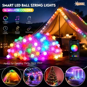 Christmas Decorations LED Roundness Light Outdoor Waterproof RGB IP65 Rated Dimmable Customizable Length String Lights