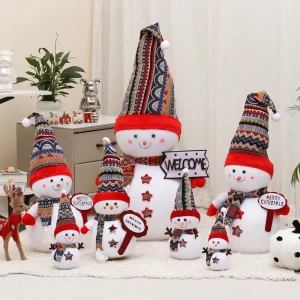 Christmas Decorations Little Snowman Doll Toy Figurine Gift Christmas Tree Window Scene Arrangement Ornament