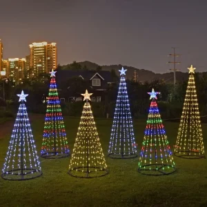 Christmas Decorations Outdoor Garden Waterproof Lighting Star Spiral Iron Artificial Christmas Tree Lights
