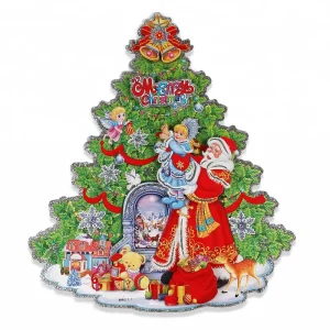 Christmas Decorations Wall Home Decor Cartoon Christmas Tree Santa Claus Adhesive Paper Sticker
