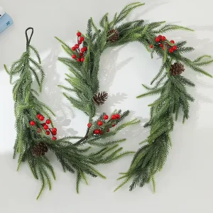Christmas Decorations with Red Fruit Vines, Christmas Decorations with Vines, Shopping Mall and Hotel Decorations