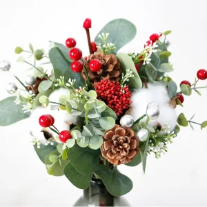 Christmas Decorative Bouquet Creative Pinecone Plastic Eucalyptus Leaves Apple Leaves Handmade DIY Material Floral Arrangement