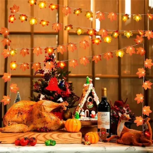 Christmas Decorative Maple Leaves Festoon LED String Light Battery Operated Indoor Curtain Garlands Fairy Lights