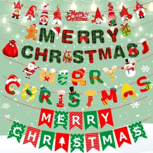 Christmas Decorative Pull Flag Paper Hanging Banner for Christmas Scene Layout & Party