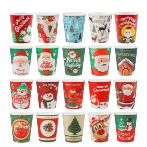 Christmas Disposable Tableware Set with Paper Cups Holiday Supplies for Party