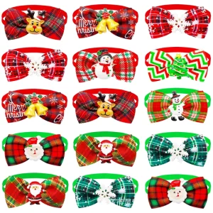 Christmas Dog Bow Tie Classic British Plaid Pet Neck Accessories Adjustable Cat Bow Tie Collar Small Medium Dog Bow Tie