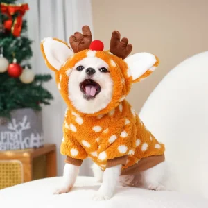 Christmas Elk Dog Costume XXL Fleece Pet Clothes for Dogs & Cats Winter Warm Pets Clothing Xmas Dressing Up Hoodie Jacket