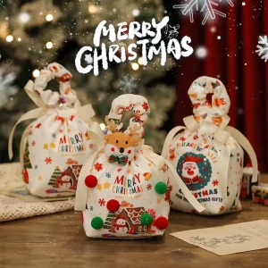 Christmas Eve Gift Packaging Bag Fruit Candy Bag Cloth Children’s Handheld Drawstring Christmas Gift Bag