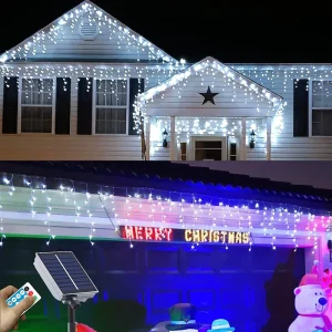 Christmas Falls IP44 Outdoor Indoor LED Icicle Dripping Light Curtain String Lights 2700K Warm White AC Powered Decorations
