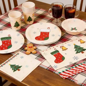 Christmas Festival Series Disposable Paper Dinnerware & Tableware Plate Set Eco Friendly for Party Dinner