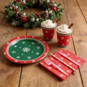 Christmas Festival Series Disposable Paper Dinnerware & Tableware Plate Set Eco Friendly for Party Dinner