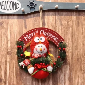 Christmas Flower Wreath with Multiple Patterns Hanging Wall Hanging Window Showcase Decor Christmas Day Decor