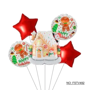 Christmas Foil Balloon Bouquet Set 5pcs Party Decoration OEM ODM Factory Direct Supply for Party