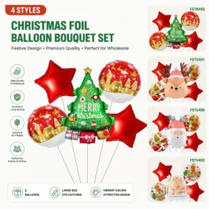 Christmas Foil Balloon Set 5pcs Party Decoration OEM ODM Helium Balloon Kit Factory Supply for Indoor Party