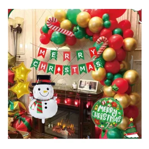 Christmas Garland Balloon Set Mix of Matte Metallic Latex Balloons for Festive Photo Booth Backgrounds and Holiday Parties