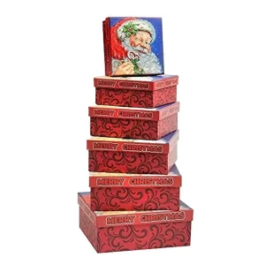 Christmas Gift Box Nesting Christmas Holiday Box Set Great for Wrapping Square Box Sturdy and Durable Exquisite Holiday Gift Box