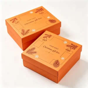 Christmas Gift Box with Greeting Card and Paper Bag Printed Merry Christmas Packaging for Holiday Presents Festive Party Box