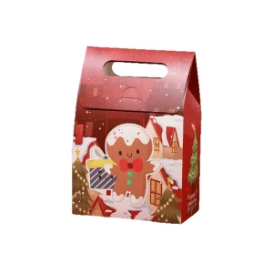 Christmas Gift Box with Handle Cartoon Santa Reindeer Cookie Candy Packaging Box Xmas Treat Favor Paper Box