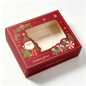 Christmas Gift Box with Window Custom Design Festival Gift Packaging Box for Pastries Candy Holiday Bakery Treats