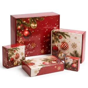 Christmas Gift Boxes Custom Printed Mailer Box Corrugated Packaging for Apparel Candle and Mug Packing