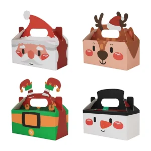 Christmas Gift Boxes With Carry Handle Packaging Box for Candy Cookie Biscuit Cake Dessert Xmas Party Favor Gift Box