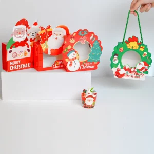 Christmas Gift Package Box Paper Cakes Cookie Packaging Box with Transparent PVC Window
