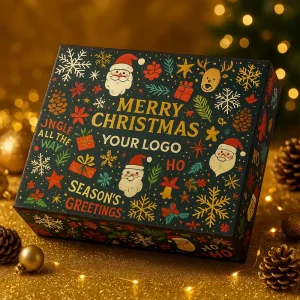 Christmas Gift Packaging Box Custom Logo Rigid Cardboard Box Recycled Materials Sponge Lining for Holiday Gift Wrapping