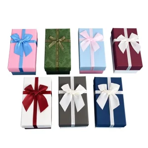 Christmas Gift Packaging Box with Ribbon Bow Custom Printed Cardboard Paper Box for Holiday Gifts
