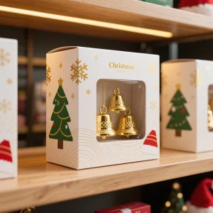 Christmas Gift Packaging Boxes White Paper Foldable Design UV Printing Paper Box Custom Patterns for Displays Candle Decoration