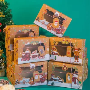 Christmas Gift Packaging Custom Logo Featuring Window Foldable Made Extra Rigid Kraft Paper Rectangular Sugar Food Packaging