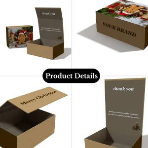 Christmas Gift Packaging Magnetic Gift Box with UV Coating Corrugated Board Folders Ribbon Foldable and Flip Design