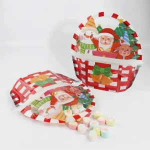 Christmas Gift Plastic Bags Snack Candy Packaging Bag Red Green Handle Self-Sealing Christmas Eve Apple Stand-Up Pouches