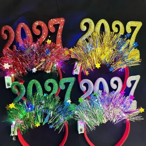 Christmas Glowing Headband New Year Party Bar Countdown Event Decoration Plastic Hair Hoop
