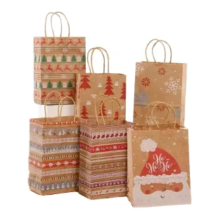 Christmas Goody Paper Gift Bags With Handle For Holiday Printing Paper Gift Bags