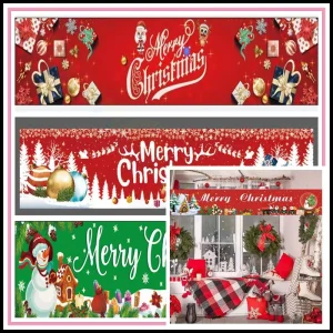 Christmas Halloween Party Pull Up Flag Banners Non Woven Fabric Restaurant Mall Backdrop Decorations Festive China