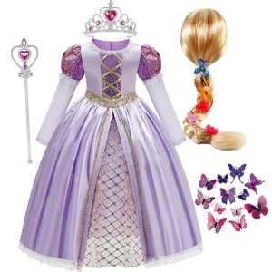 Christmas Halloween Tangled Character Cosplay Birthday Party Fancy Dress Clothing TV&Movie Girls Rapunzel Princess Dress Costume