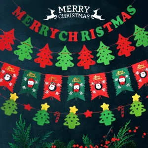 Christmas Hanging Decorations with Multiple Styles Banners Atmosphere Scene Layout Event Banners Decorations