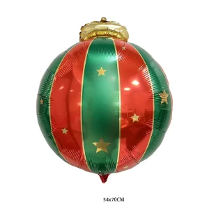 Christmas Hanging Round Ball Striped Balloons Foil Party Decorations for Festive Celebrations