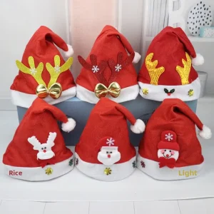 Christmas Hat Children Adult Glow Dress Up Headwear Christmas Decorations Gift Small Gift Santa Claus Hat Made in China