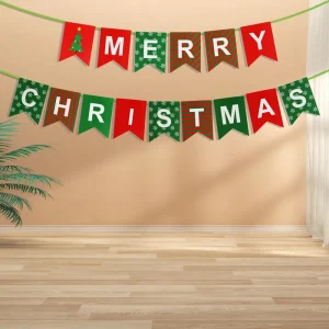 Christmas Hat Socks Snowflakes Party Supplies Gold Silver Happy Birthday Paper Garland Wall Hanging Letter Paper Banner
