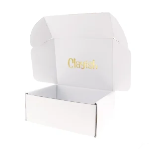 Christmas Holiday Corrugated Embossed Gold Stamped Logo Recyclable Packaging Gift Box for Cosmetics Custom Festive Collection
